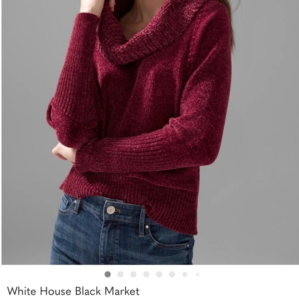 White House Black Market Maroon chenille Cowl Neck Sweater New without tags